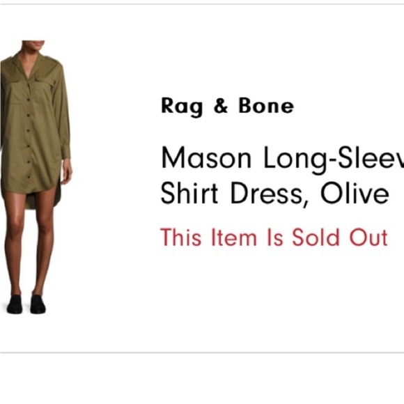 Rag and Bone Mason Shirt Dress Dark Olive Size XS - Picture 9 of 15